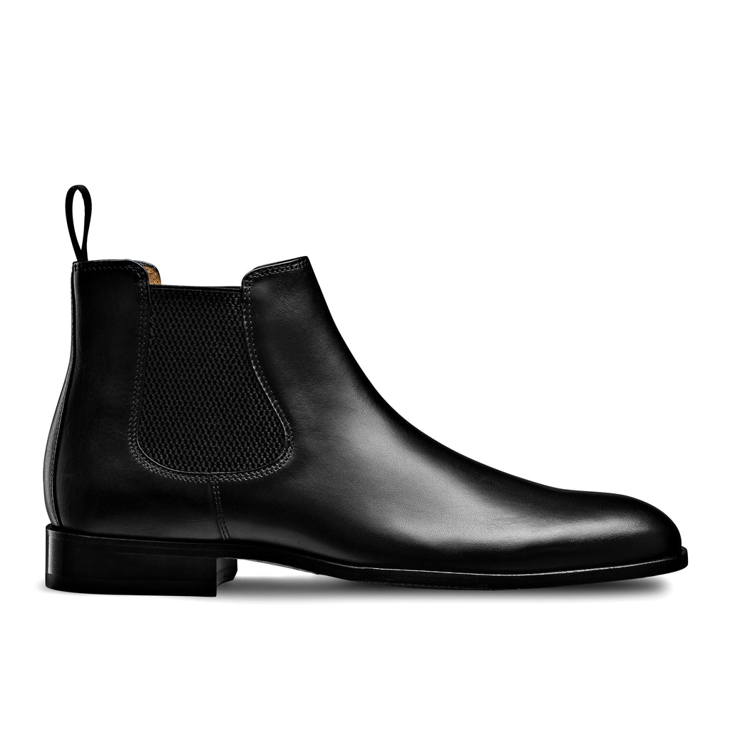 Bottines Chelsea pour homme en cuir de veau noir