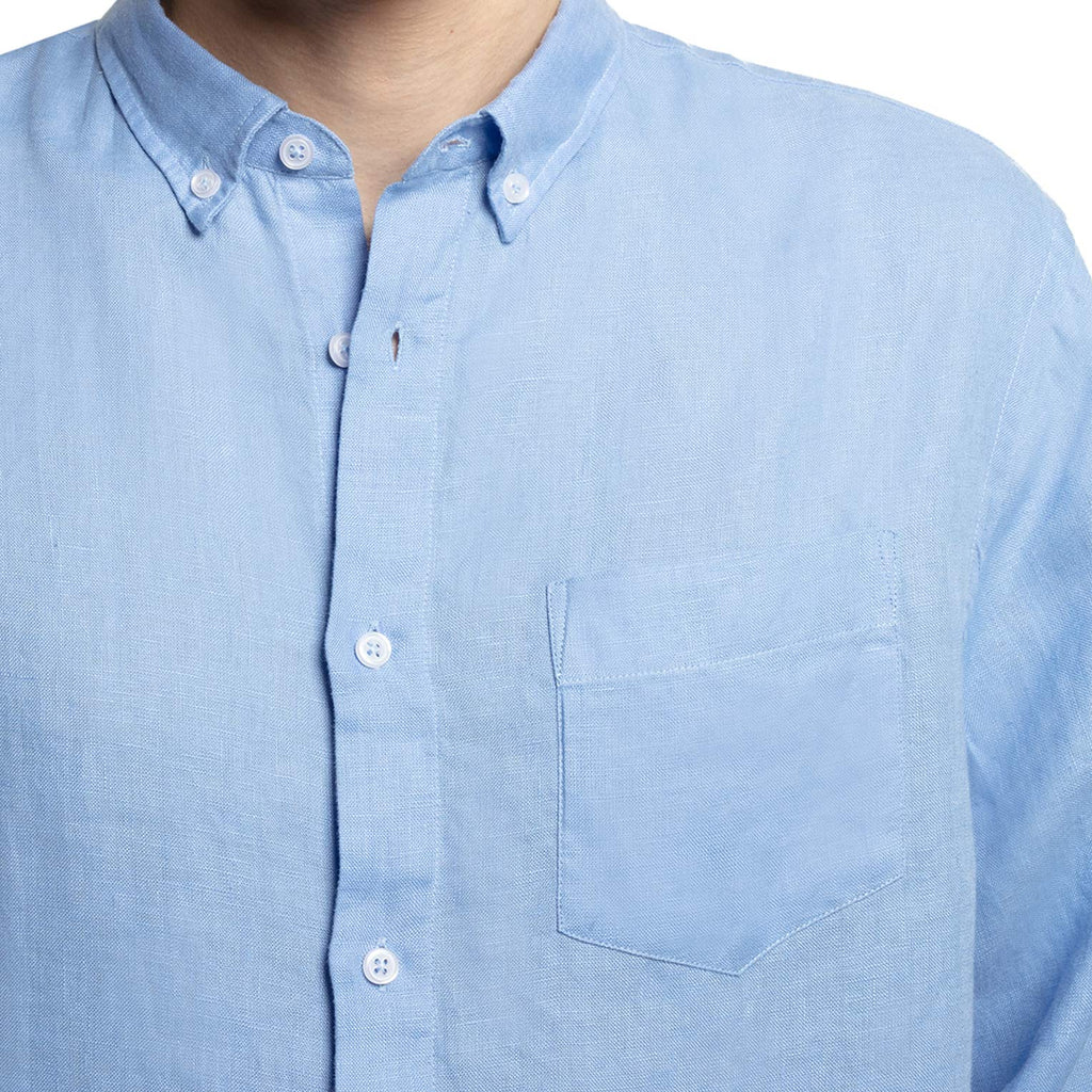 Chemise en lin bleu ciel pour hommes 