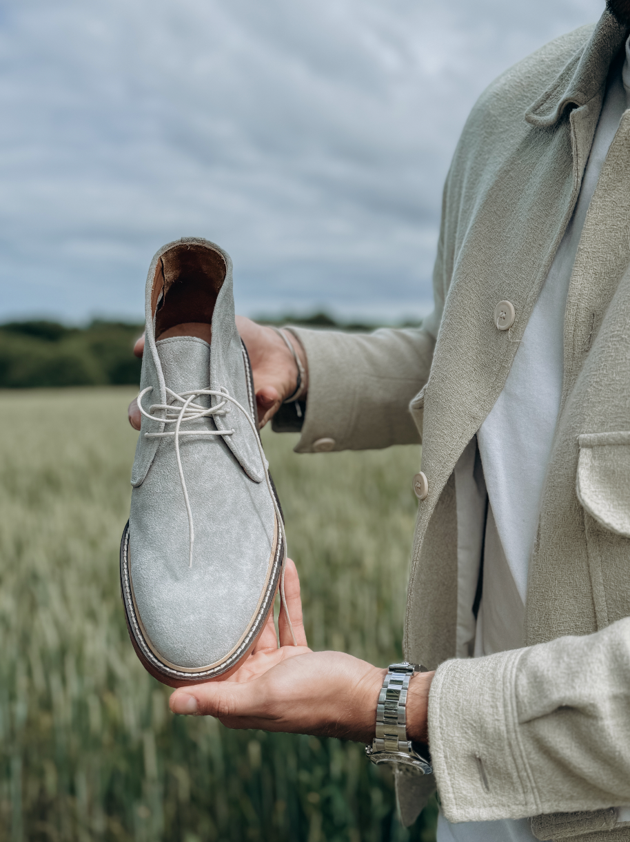 Desert Boots for men in gray blue suede calfskin LodinG
