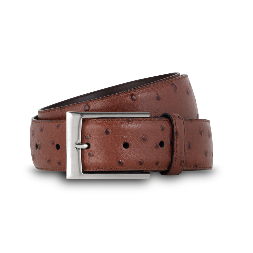 swatche, Ceinture en cuir marron façon autruche Loding 