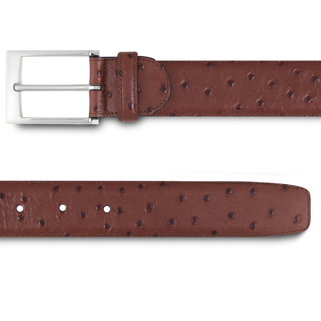 Ceinture de  luxe pour homme en cuir marron façon autruche