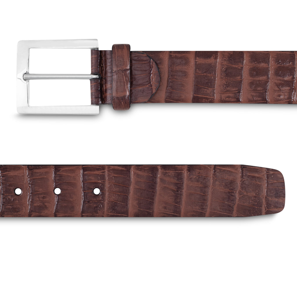 Ceinture habillée marron façon crocodile pour Homme