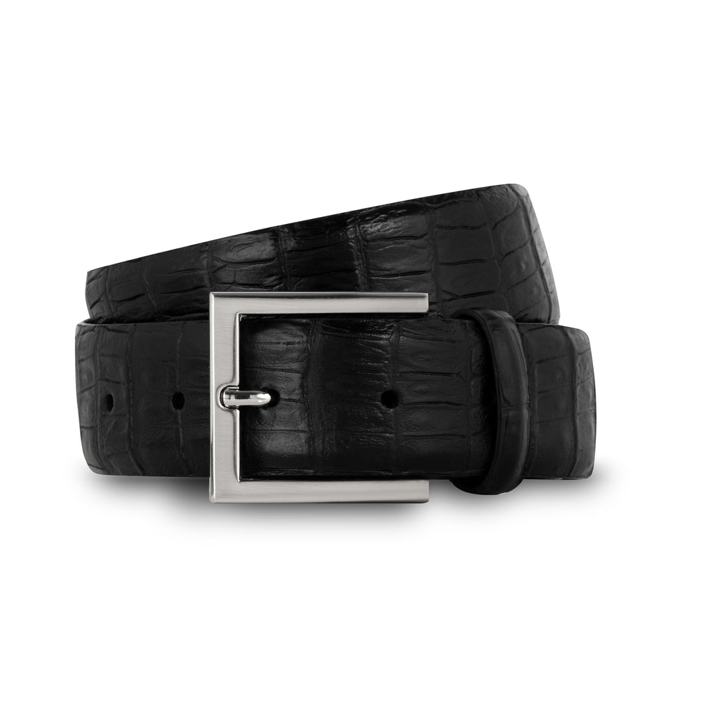 swatche, Ceinture cuir façon crocodile noir homme Loding 