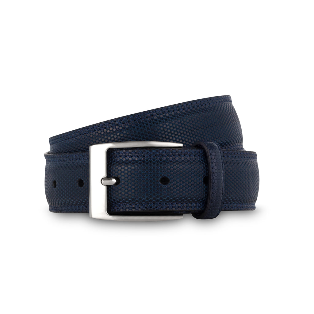 swatche, Ceinture cuir façon lézard bleu marine