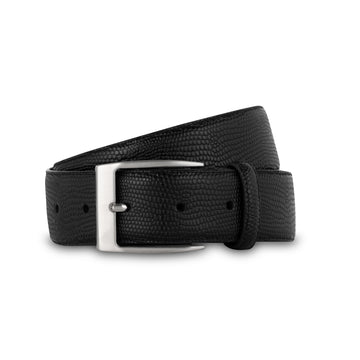 swatche, Ceinture en cuir façon lézard noir homme marque Loding 