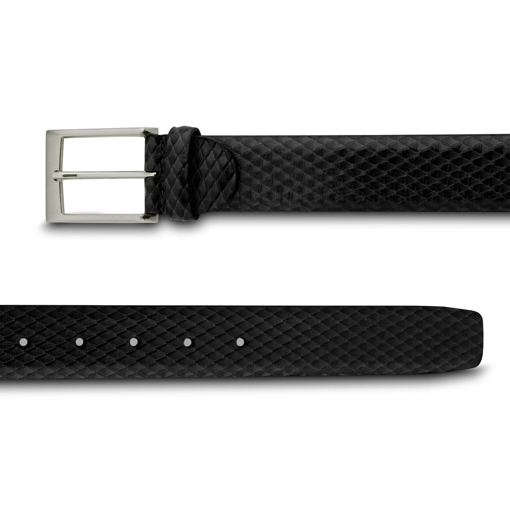 Ceinture cuir façon serpent noir pour homme