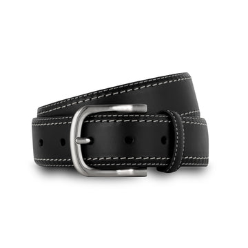 swatche, ceinture cuir et surpiqûre constrastée noir homme Loding 