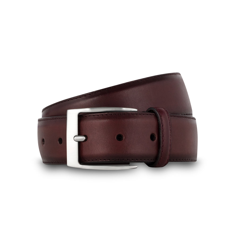 swatche, Ceinture bordeaux en cuir lisse Loding pour homme