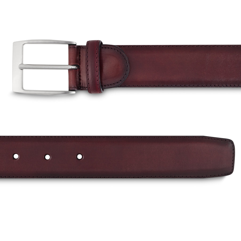 Ceinture bordeaux en cuir lisse 