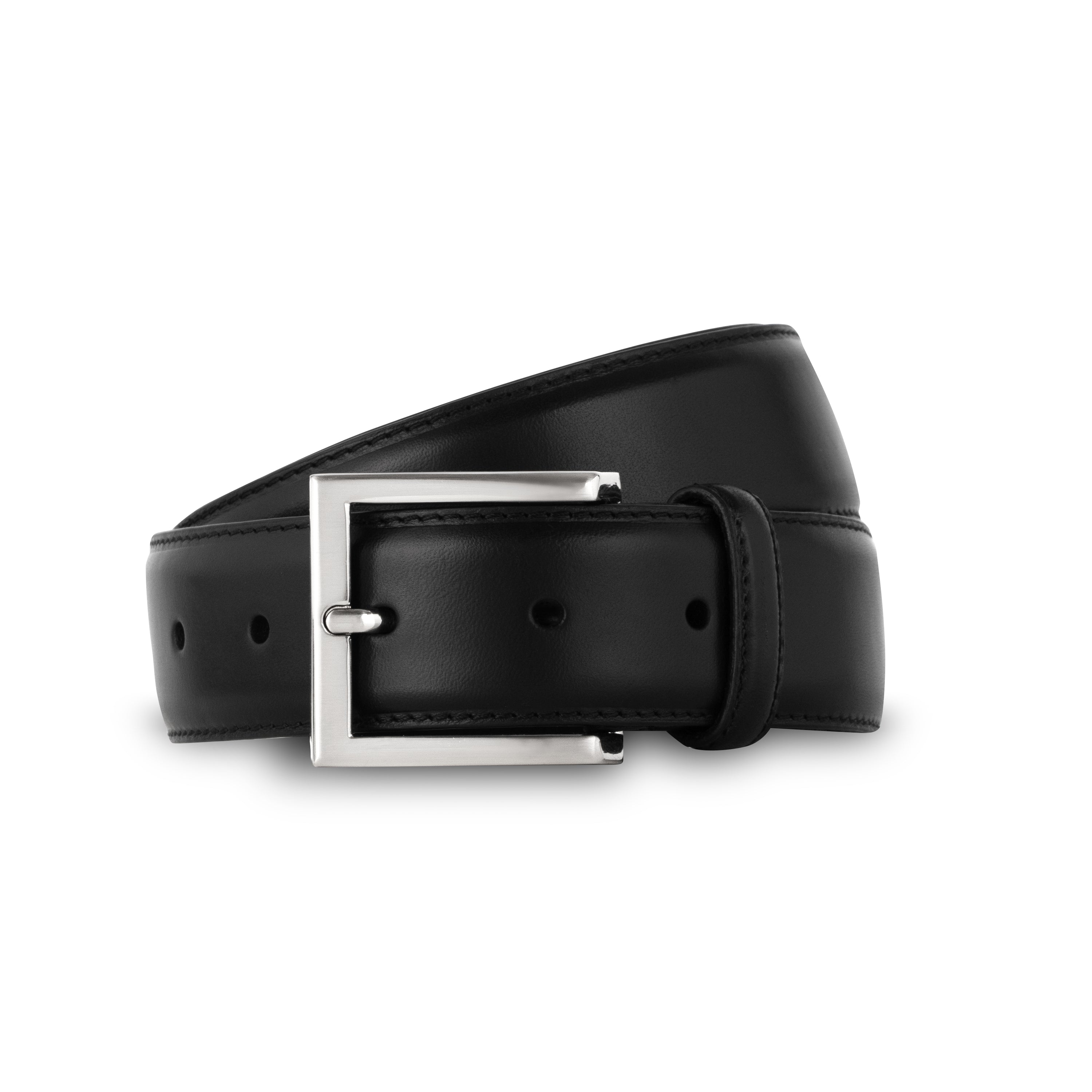 Men's black smooth leather belt