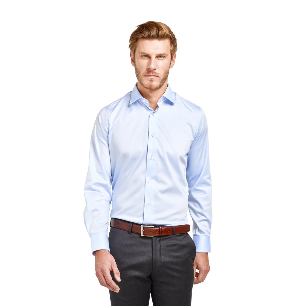 swatche, Chemise bleu ciel coupe droite sans repassage 100% coton