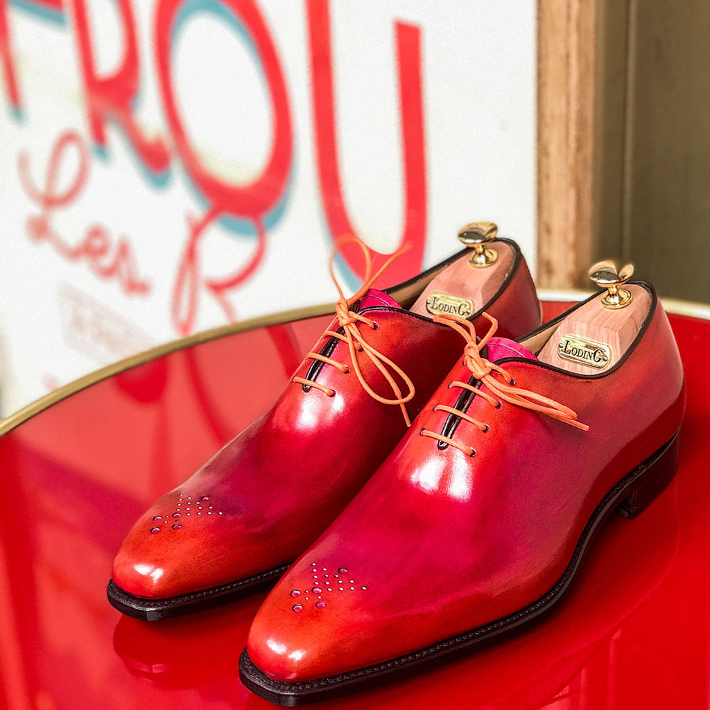 Chaussures Richelieu homme patine rouge