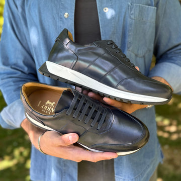 swatche, Sneakers cuir bleu marine pour homme