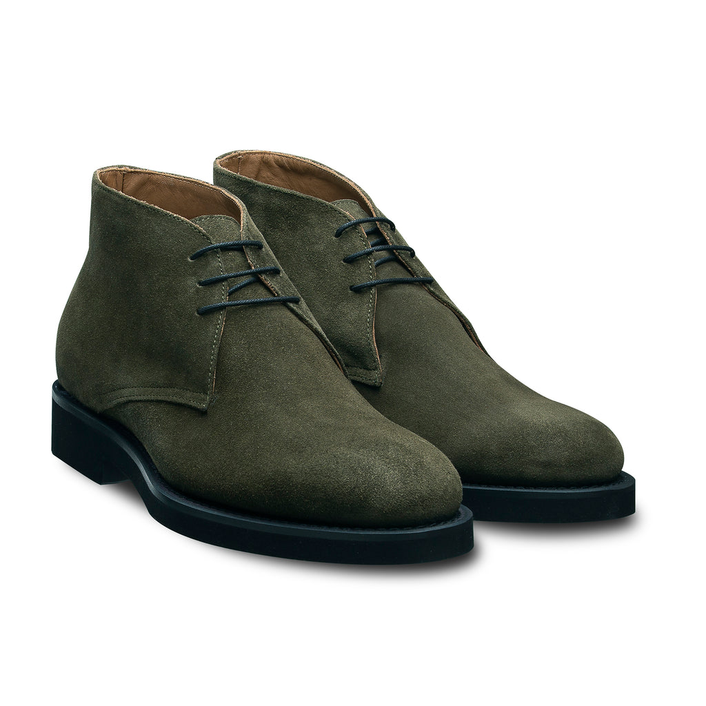 Bottines Chukka veau velours kaki pour homme