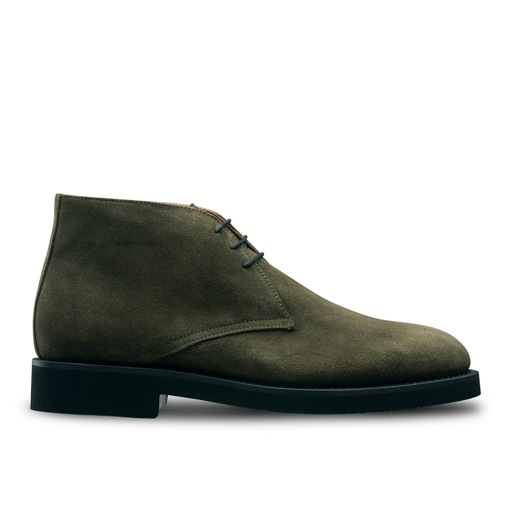 Bottines Chukka veau velours kaki pour homme