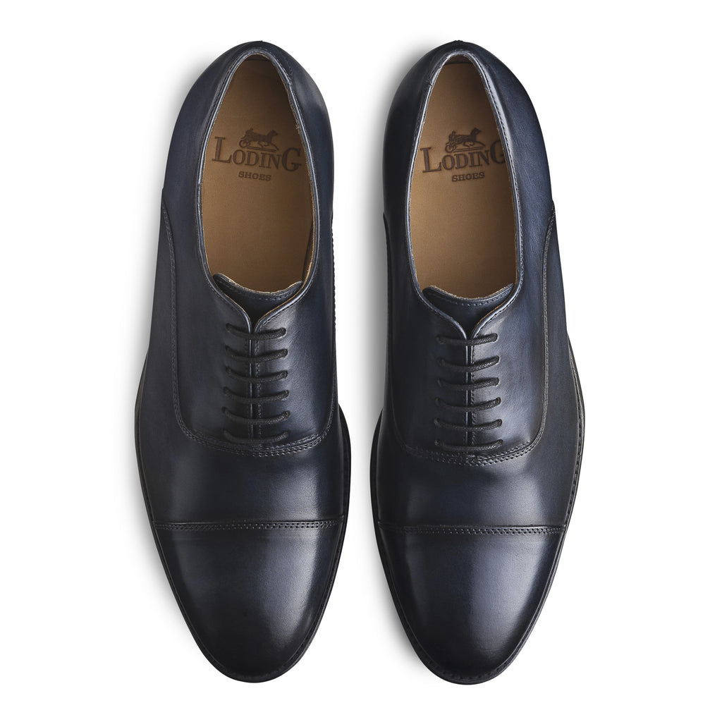 Richelieu bleu en cuir de veau pleine fleur