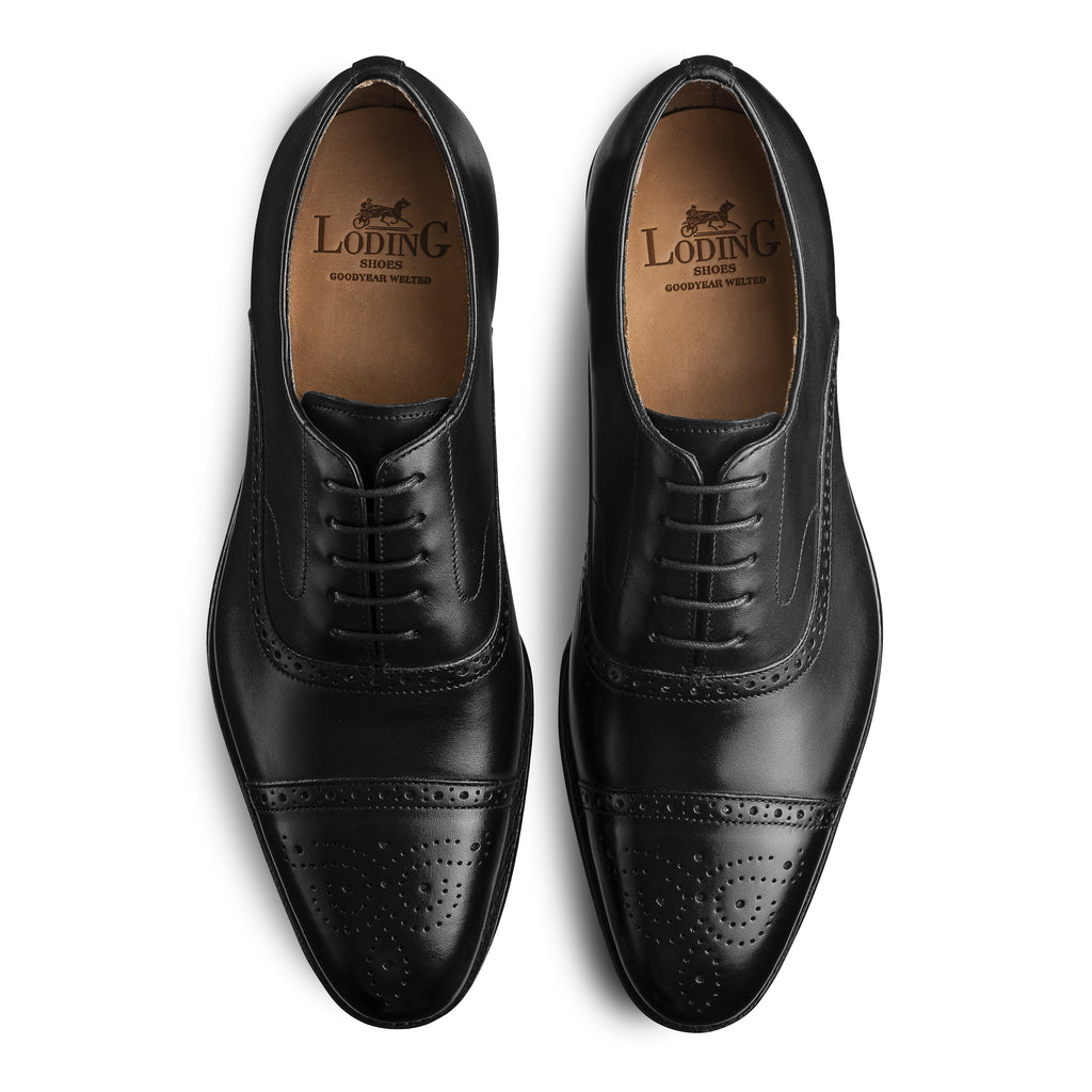 Souliers homme noir en cuir type Richelieu à bout droit rapporté 