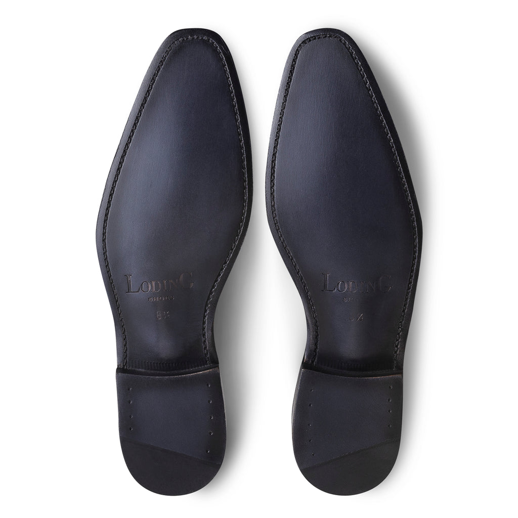 Richelieu Brogue noir type Balmoral à semelle cuir