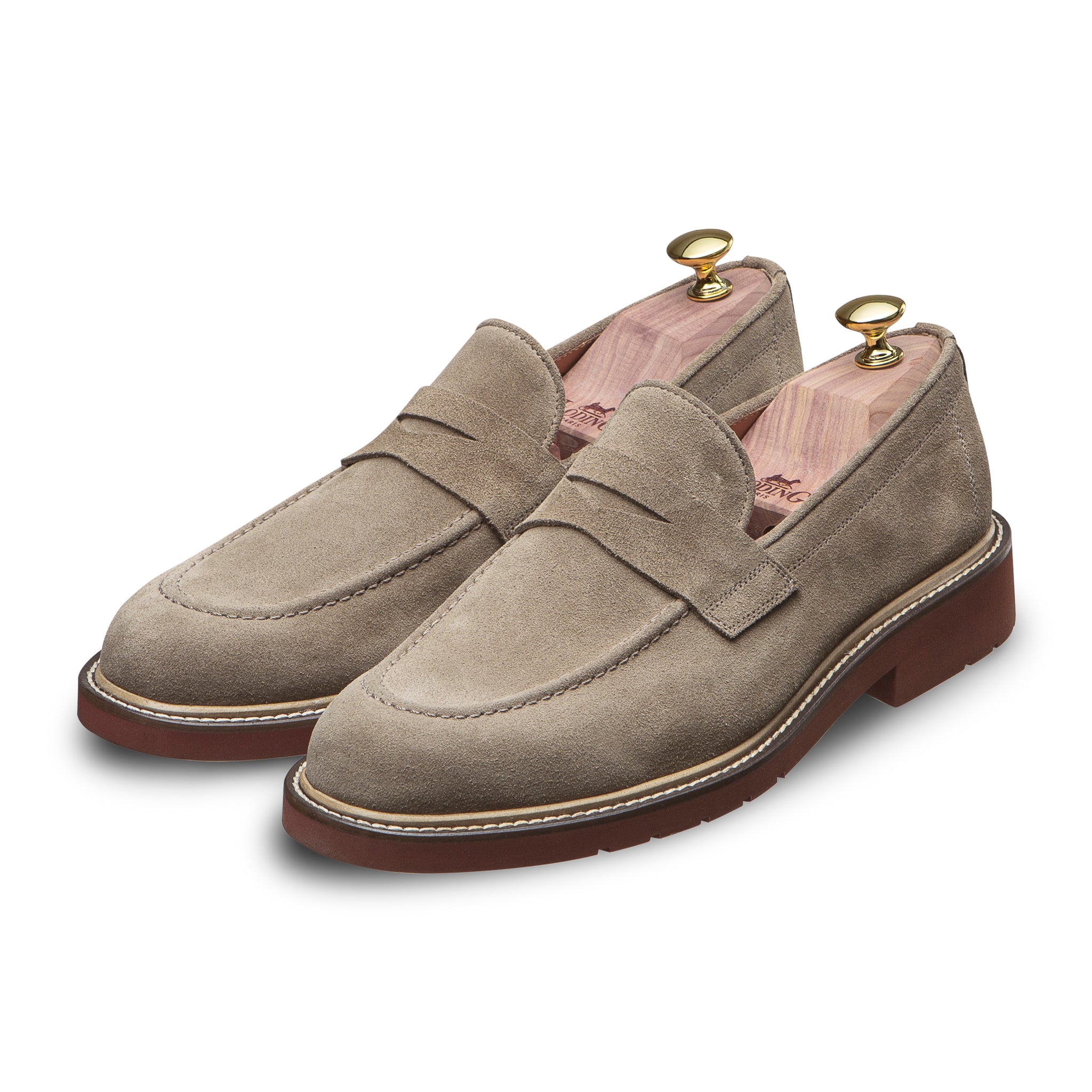 Oar stripe penny loafers in italian suede deals