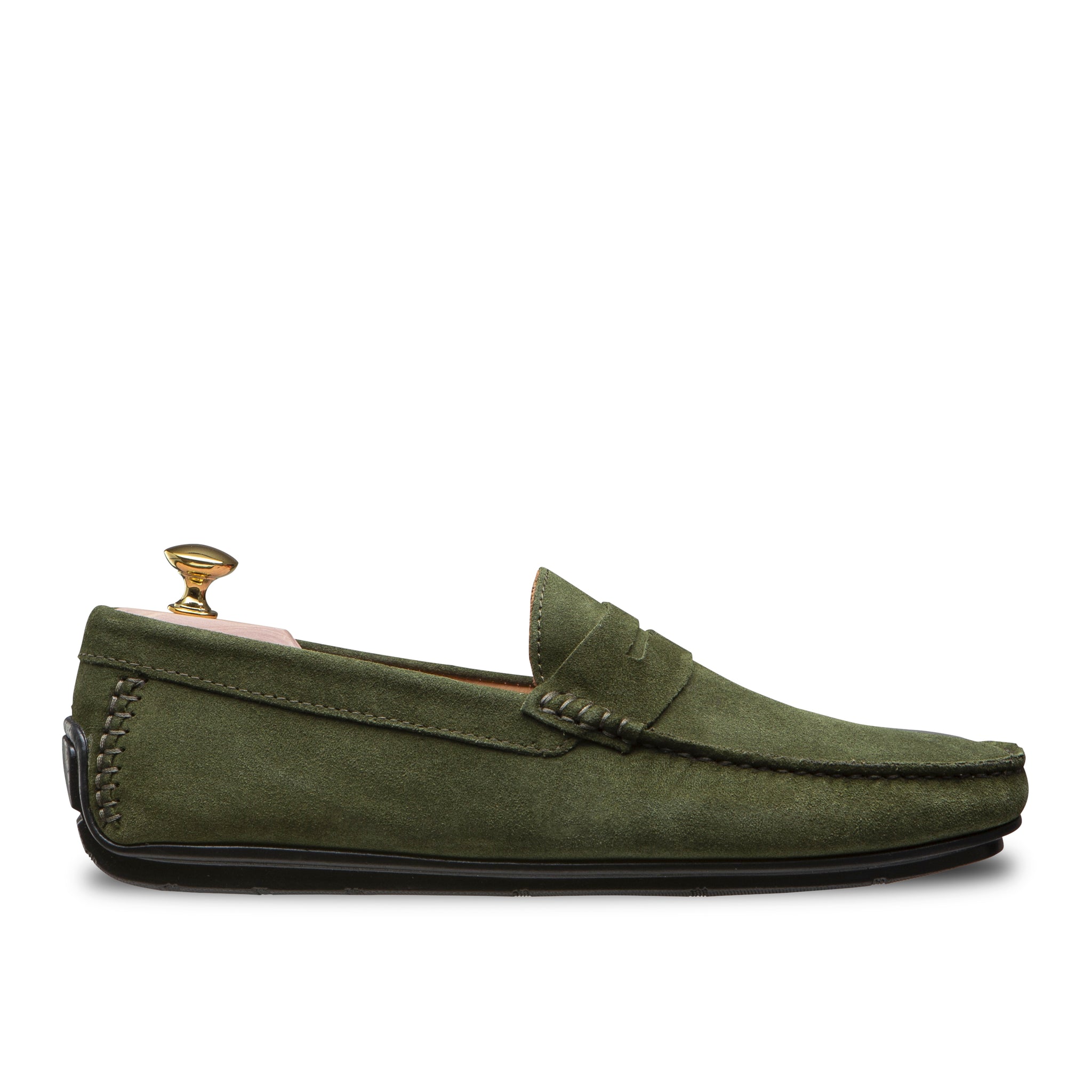 Khaki velour men's summer driver loafer - LodinG