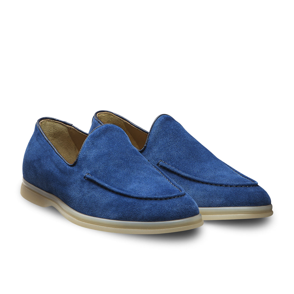 Mocassin d'été veau velours bleu semelle gomme Sienne 398