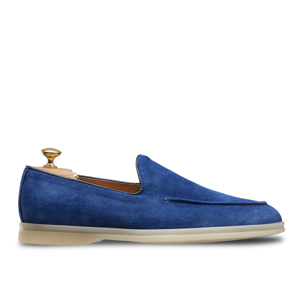 Mocassin d'été veau velours bleu semelle gomme Sienne 398