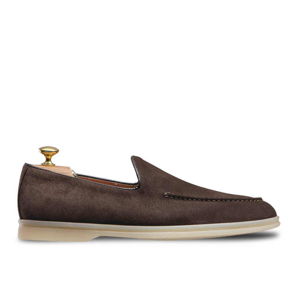 Mocassin d'été veau velours marron semelle gomme Sienne 398