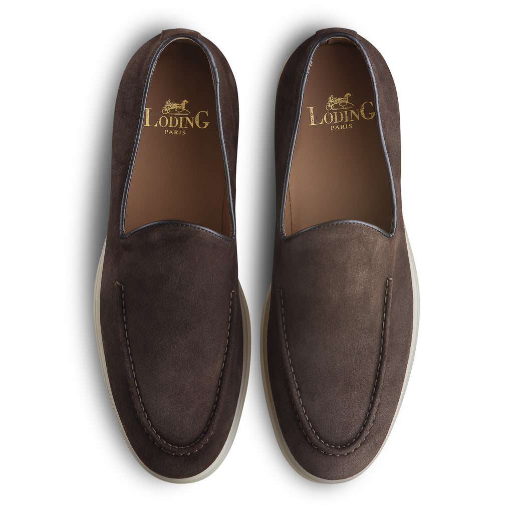 Mocassin d'été veau velours marron semelle gomme Sienne 398