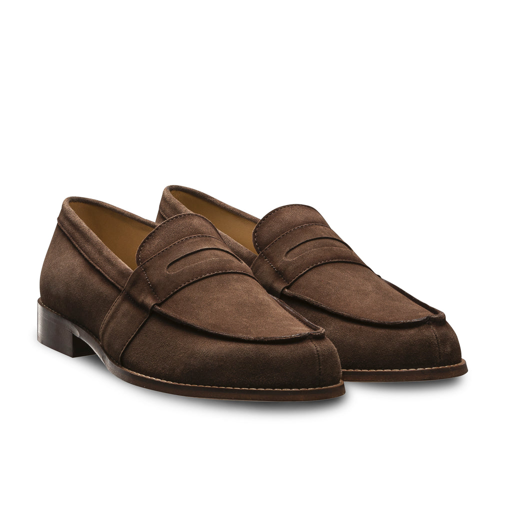 Mocassin homme marron en veau velours pour l'été