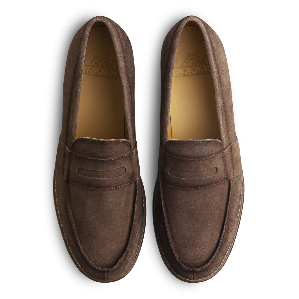 Mocassin homme marron en veau velours pour l'été
