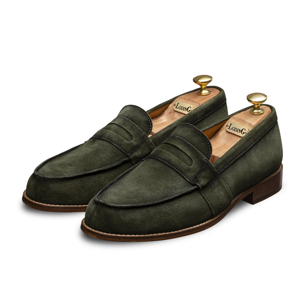 Chaussures mocassins homme vert Arizona en veau velours pour homme de la marque Loding