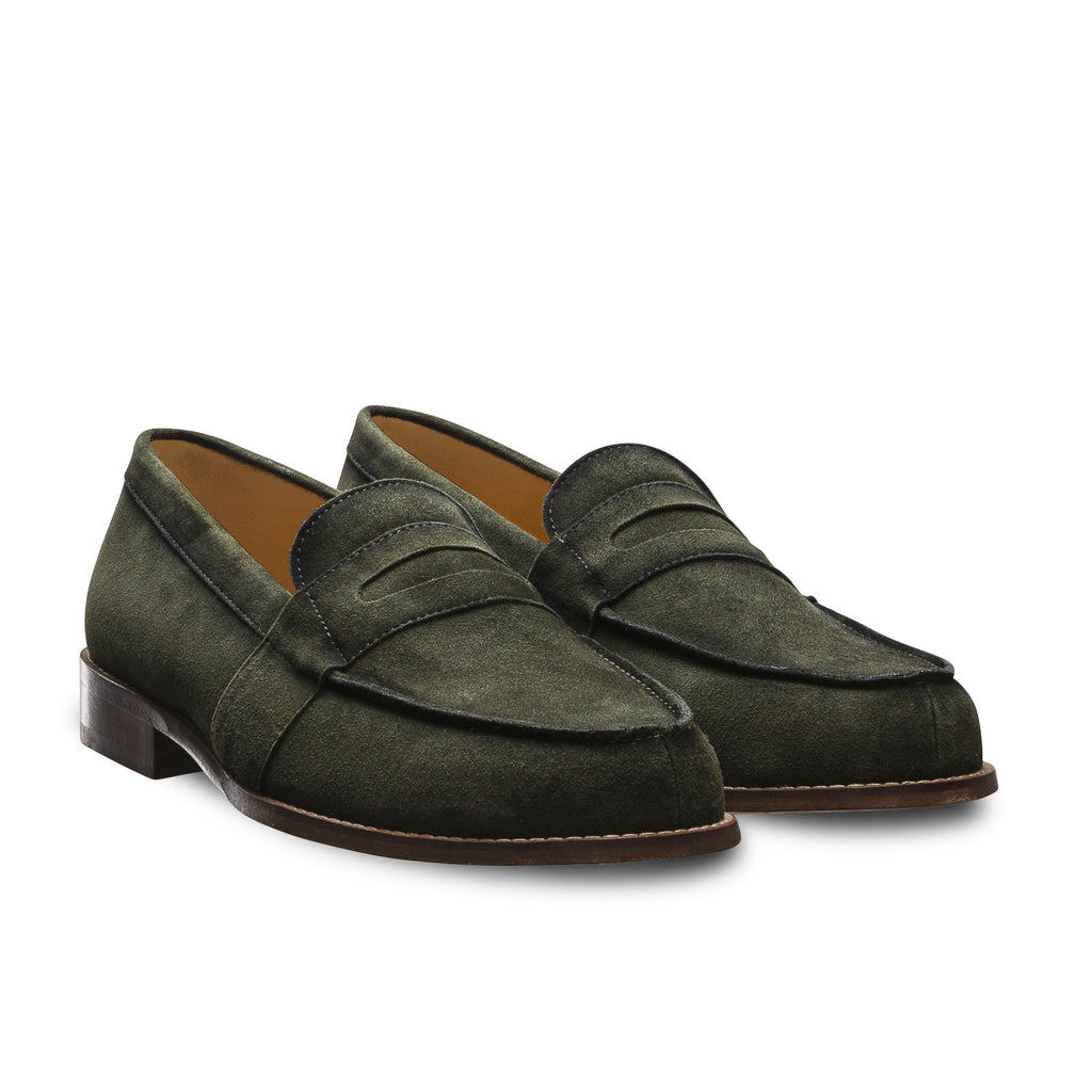 Chaussures mocassins homme vert Arizona en veau velours pour homme de la marque Loding