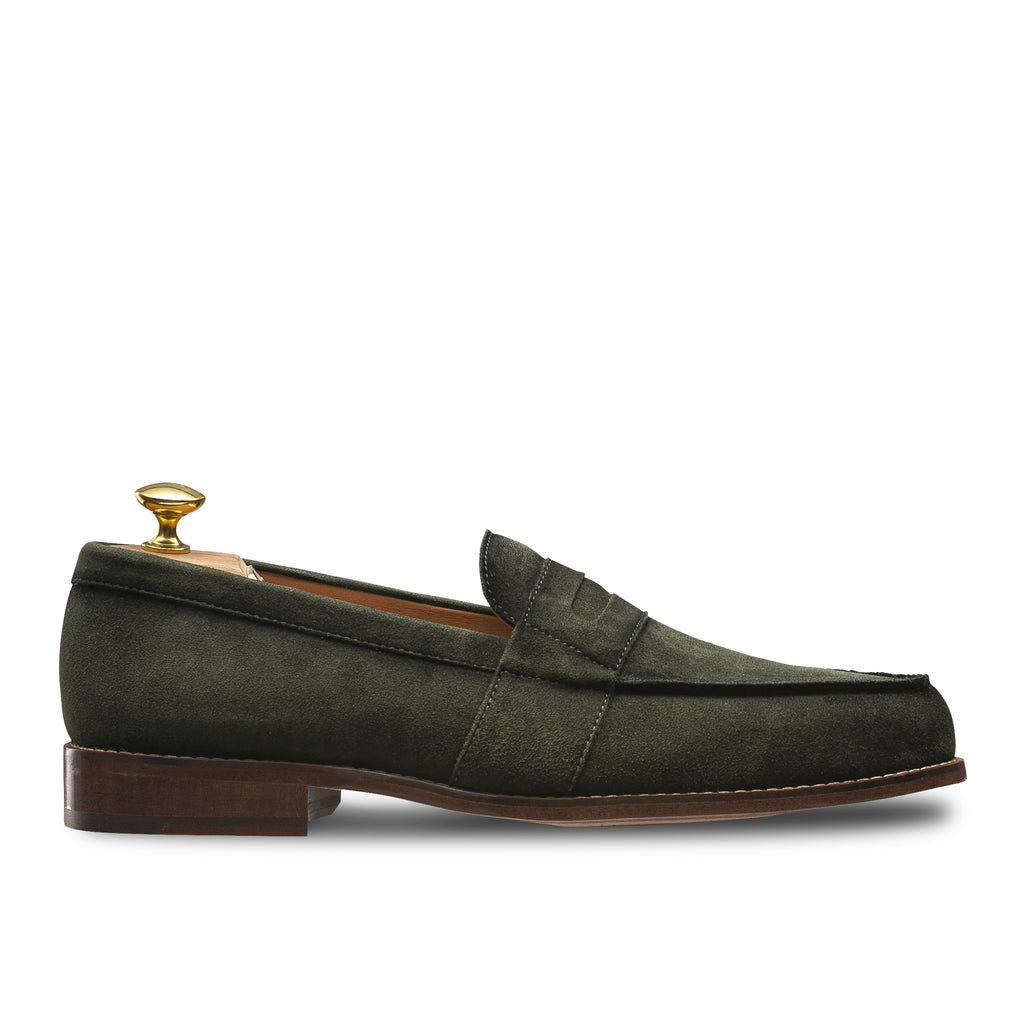Chaussures mocassins homme vert Arizona en veau velours pour homme de la marque Loding
