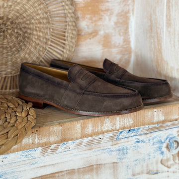 swatche, Mocassin homme marron en veau velours pour l'été