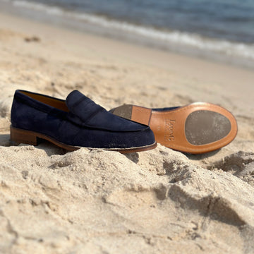 swatche, Mocassin veau velours bleu marine pour homme