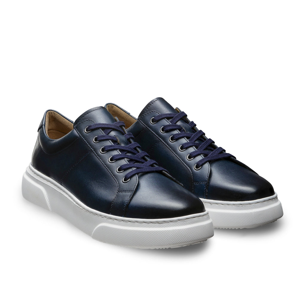 Sneakers bleus en cuir pour homme