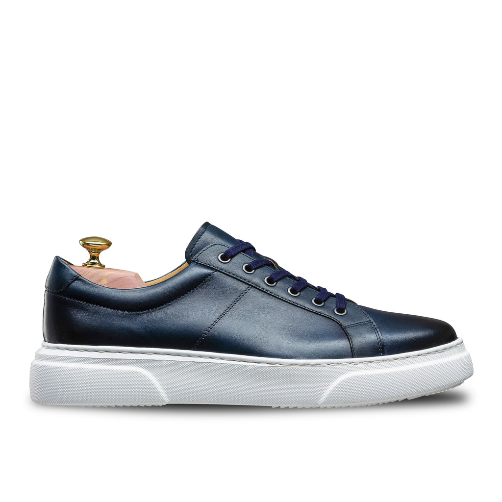 Sneakers bleus en cuir pour homme