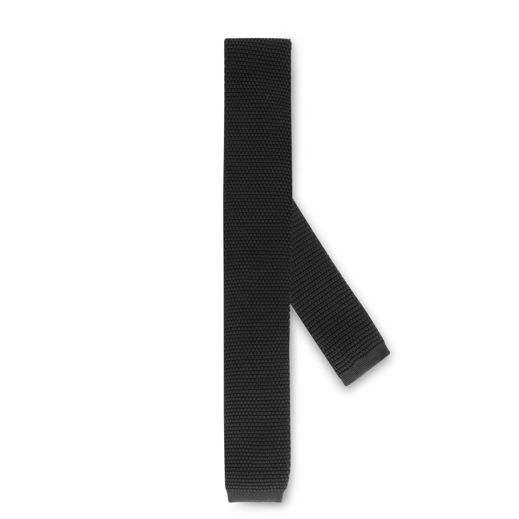 swatche, Marque Loding, cravate  en maille de coton noir, matière tricot fine