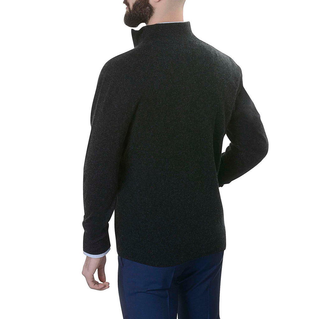 Pull cachemire pour hommes au col zip bicolore anthracite / gris homme Loding 