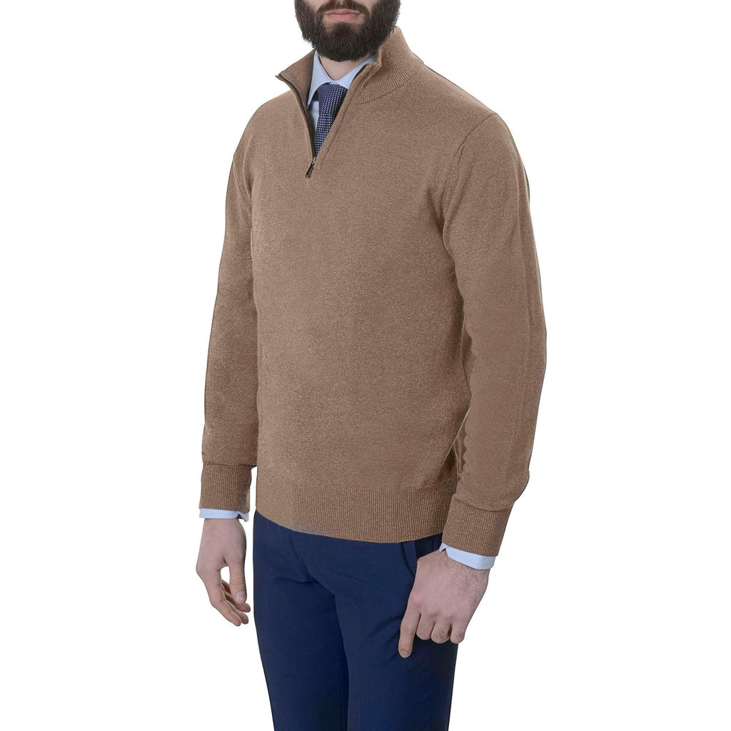 swatche, Loding Pull 100% cachemire col zip camel pour hommes