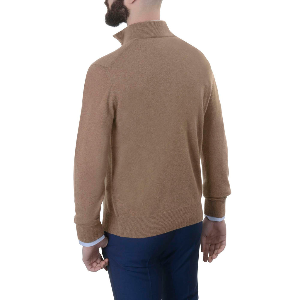 Pull cachemire col zip couleur camel Loding 