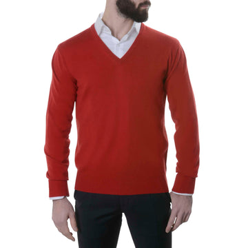 swatche, Pull rouge col v 100% cachemire pour homme Loding 