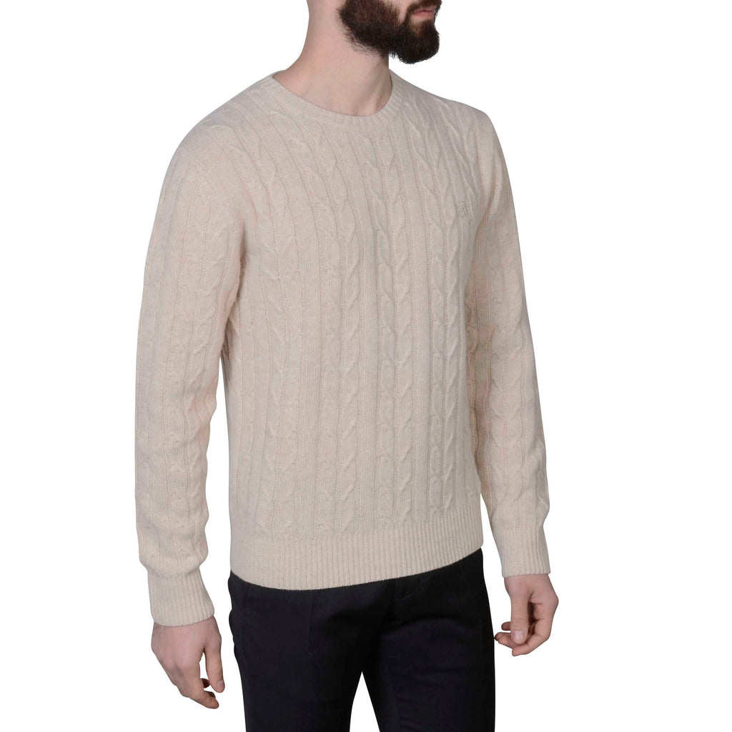 swatche, Pull torsadé laine et cachemire beige homme Loding 