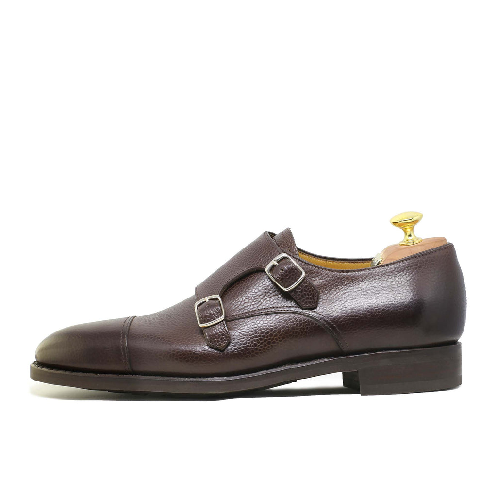 Derby à boucles pour homme en cuir grainé marron 