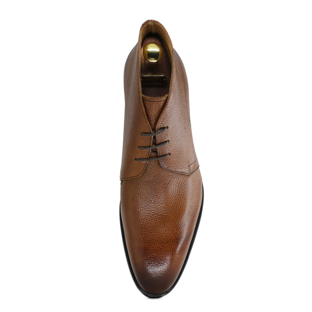 Bottines Chukka en cuir grainé armagnac Loding pour homme de haut de gamme 