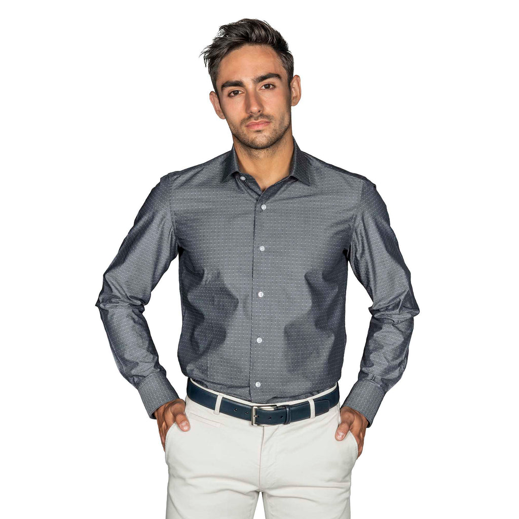 swatche, Homme chemise cintrée, couleur grise, motif fantaisie 