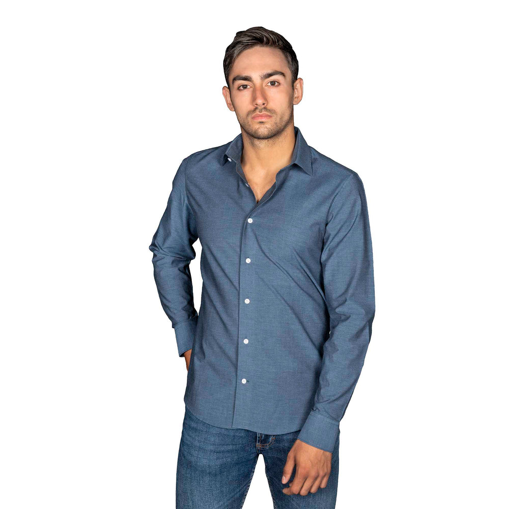 swatche, Chemise pour homme cintré bleu motif losange pour homme 