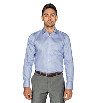 swatche, Chemise chic  cintrée homme sans repassage mille raies bleu Loding 