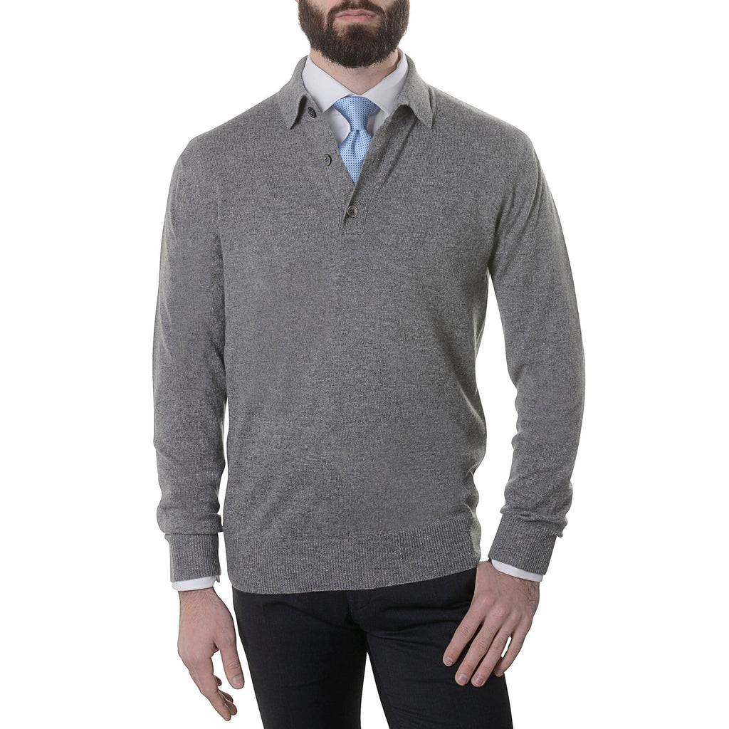swatche, Pull col polo 100% cachemire gris