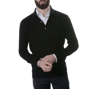 swatche, Pull col polo 100% cachemire noir